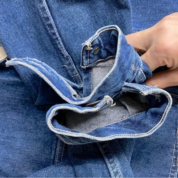 ID Wear Utility Style Denim Jean Jacket With Leather Collar S - Picture 10 of 11